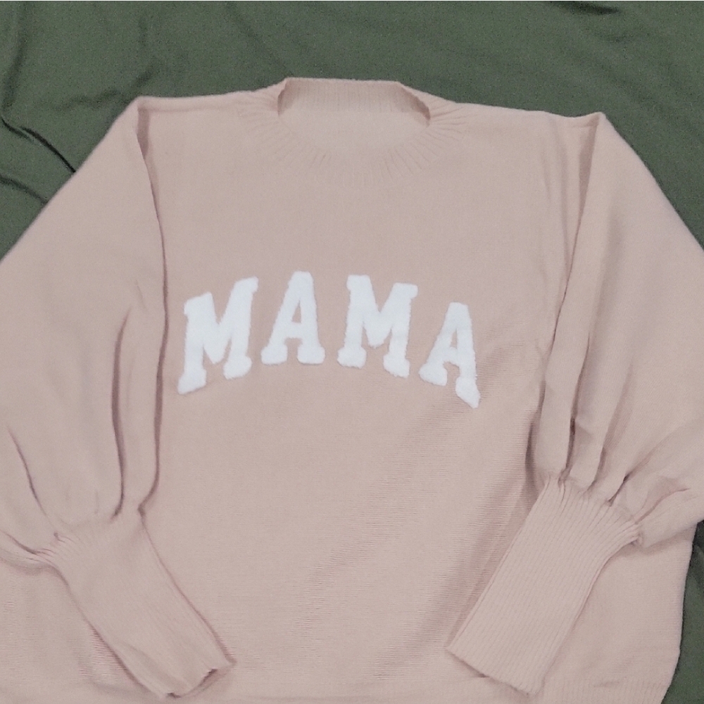 Women's Pink Sweater with 'MAMA' Design